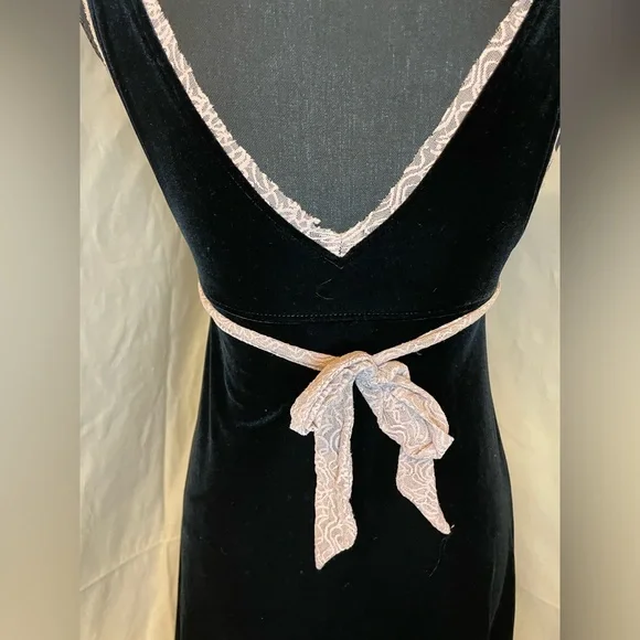 Free People Black Velvet Dress with Pink Trim - Picture 7 of 12